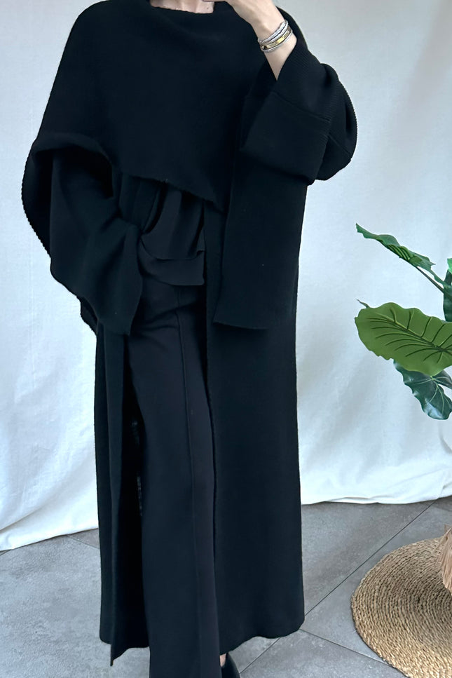 Zwarte cape trui KENZA