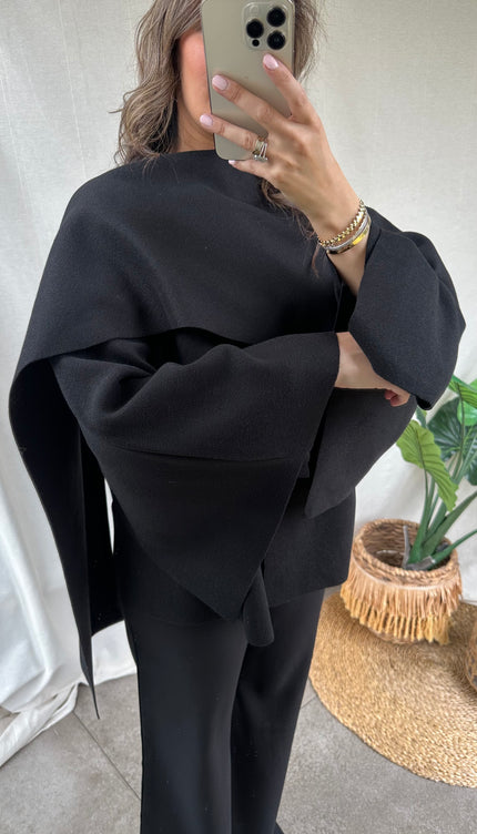 Zwarte cape ELARA